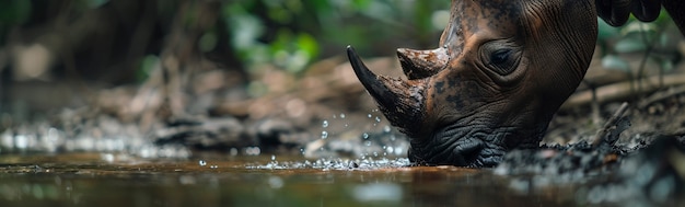 Free Photo view of wild rhino in nature