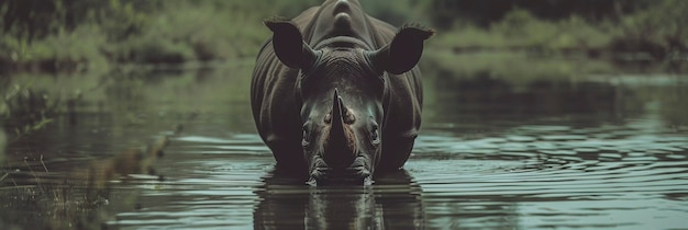 View of wild rhino in nature