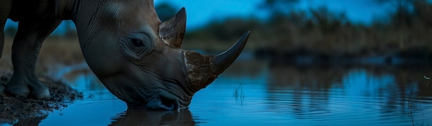 Free Photo view of wild rhino in nature