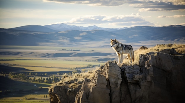 Free Photo view of wild wolf