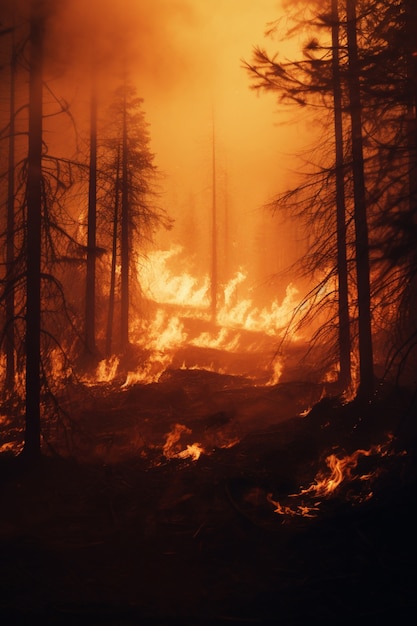 Free photo view of wildfire burning nature