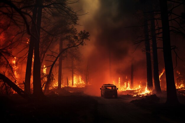 View of wildfire burning nature