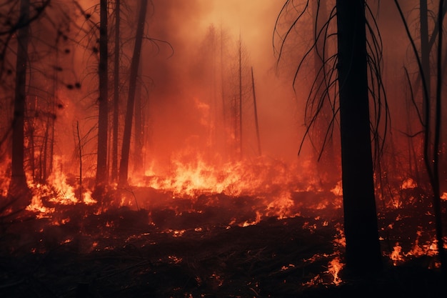 Free photo view of wildfire burning nature