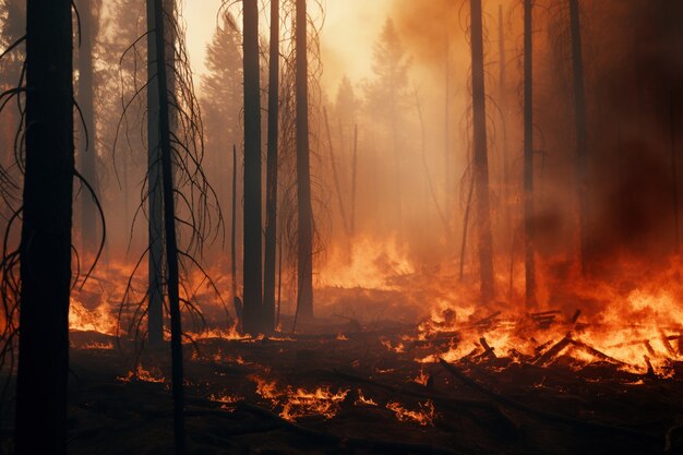 View of wildfire burning nature