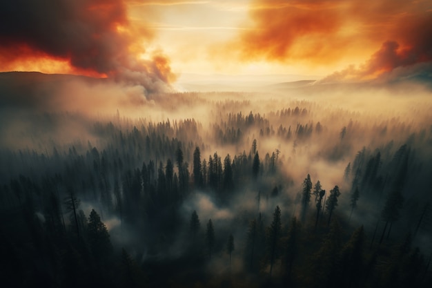 Free photo view of wildfire burning nature