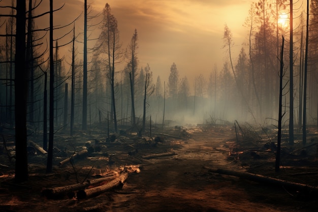 View of wildfire burning nature