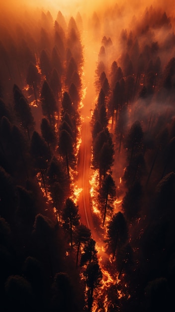 Free photo view of wildfire burning nature