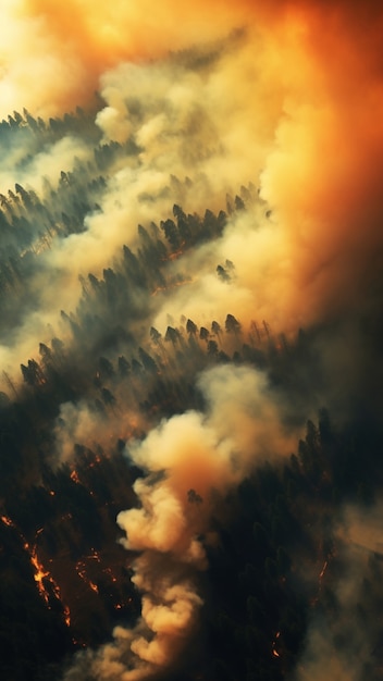 View of wildfire burning nature