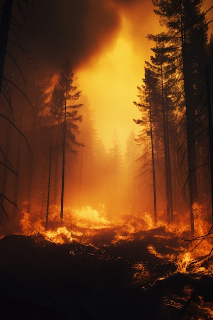 Free photo view of wildfire burning nature