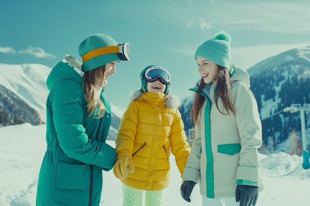 Free photo view of woman snowboarding with pastel shades and dreamy landscape