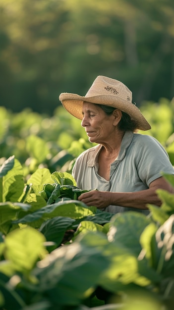 View of woman working on the agricultural sector to celebrate labour day for women