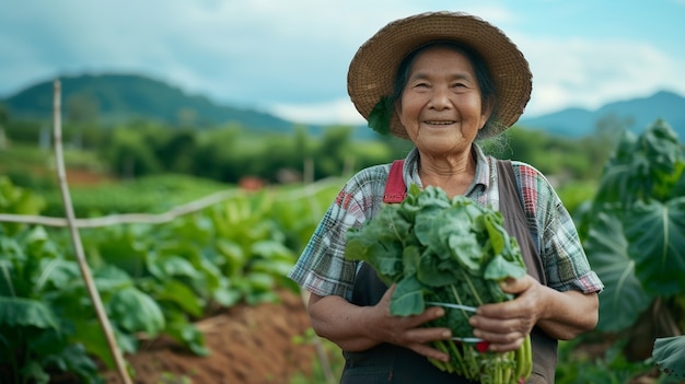 View of woman working on the agricultural sector to celebrate labour day for women