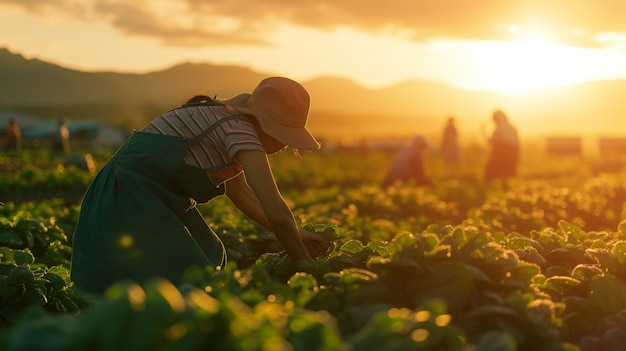 View of woman working on the agricultural sector to celebrate labour day for women