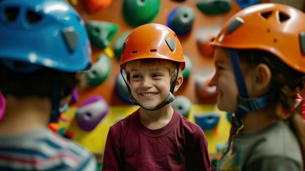 Free photo view of young person practicing rock climbing sport