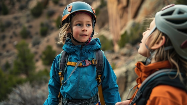 View of young person rock climbing and practicing bouldering training