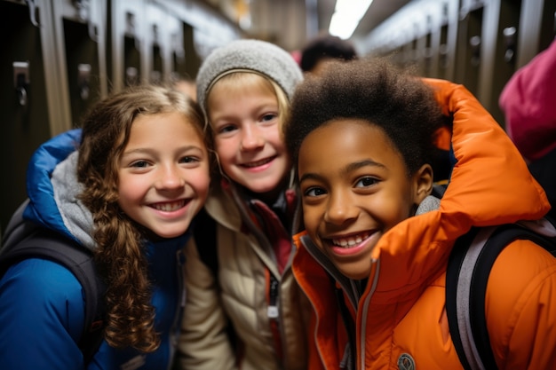 Free photo view of young students attending school