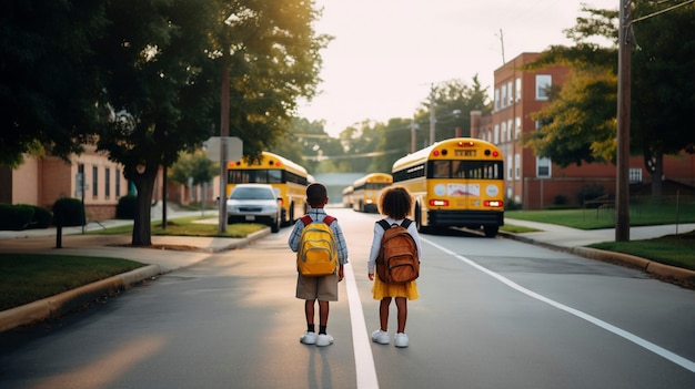 Free photo view of young students attending school