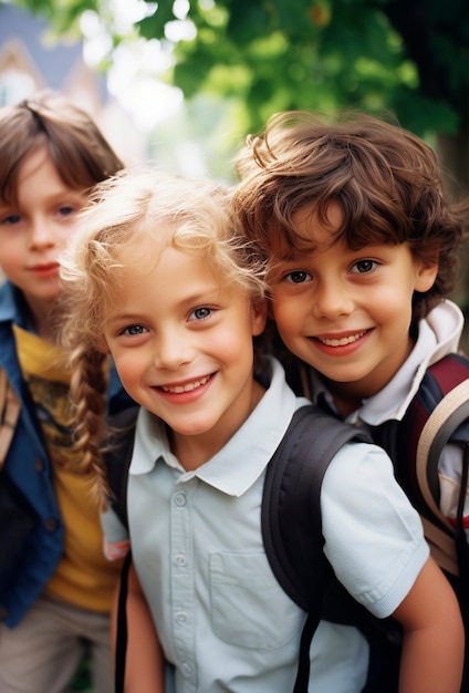 Free photo view of young students attending school