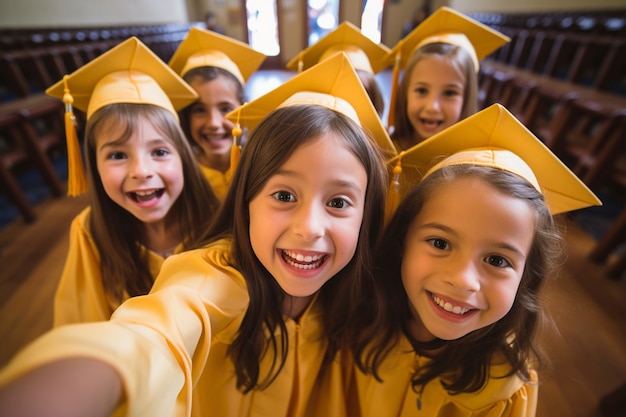 Free Photo view of young students attending school