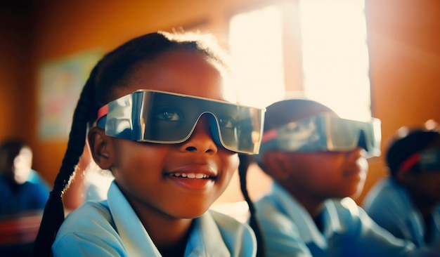 View of young students with vr glasses