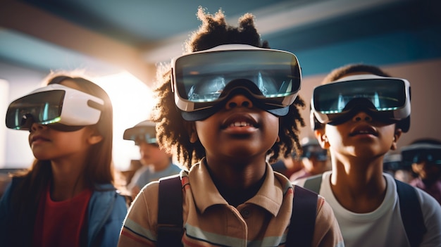 View of young students with vr glasses