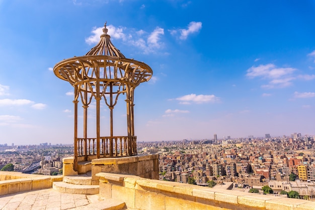 Free photo viewpoint of the alabaster mosque under a blue sky in cairo, egypt