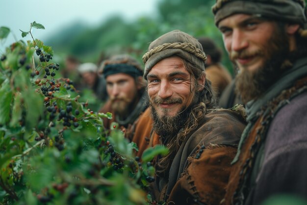 Viking men in nature