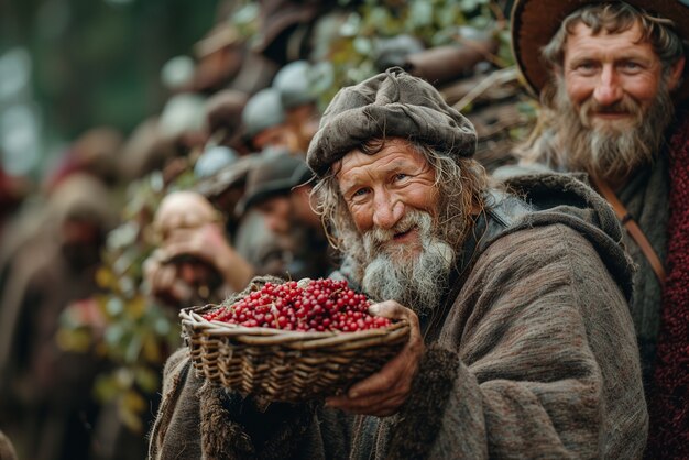 Viking men in nature