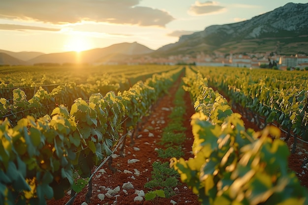 Vineyard landscape with nature and grapevines