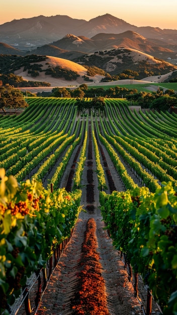 Free Photo vineyard landscape with nature and grapevines