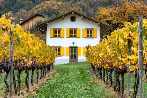 Vineyard landscape with nature and grapevines