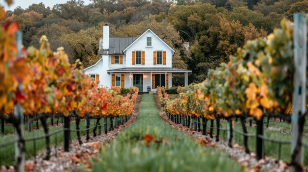 Vineyard landscape with nature and grapevines