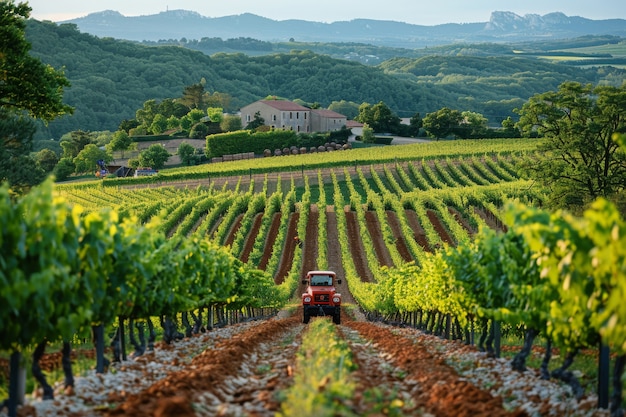 Free Photo vineyard landscape with nature and grapevines