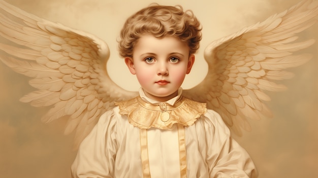 Vintage baroque angel digital art