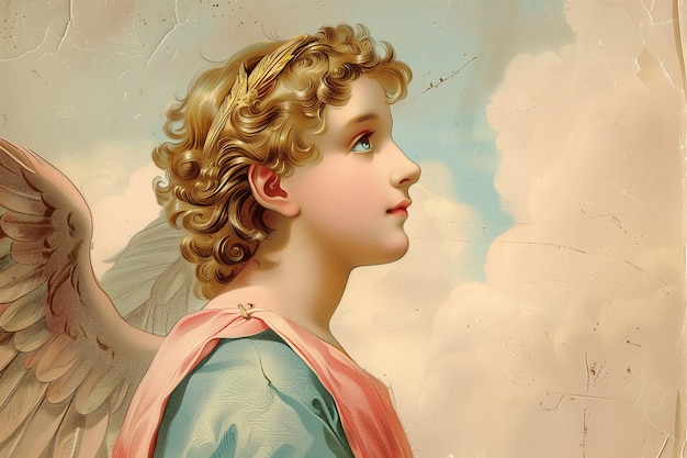 Free Photo vintage baroque angel digital art