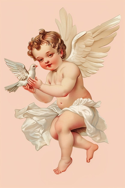 Vintage baroque angel digital art