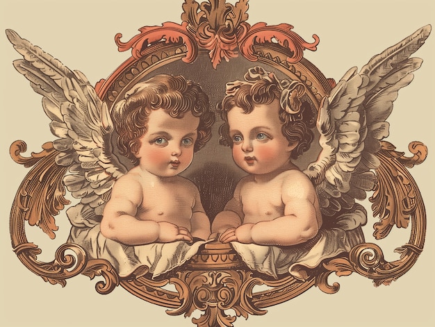 Free photo vintage baroque angel digital art