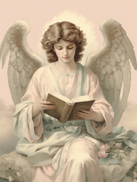 Free photo vintage baroque angel digital art