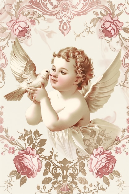 Free photo vintage baroque angel digital art