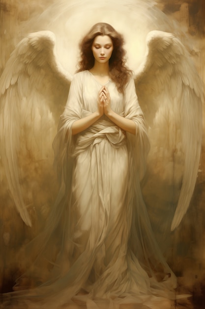 Vintage baroque angel digital art