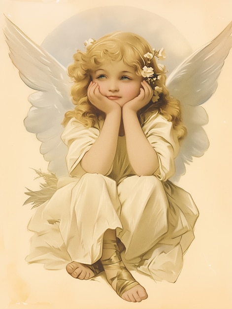 Free photo vintage baroque angel digital art