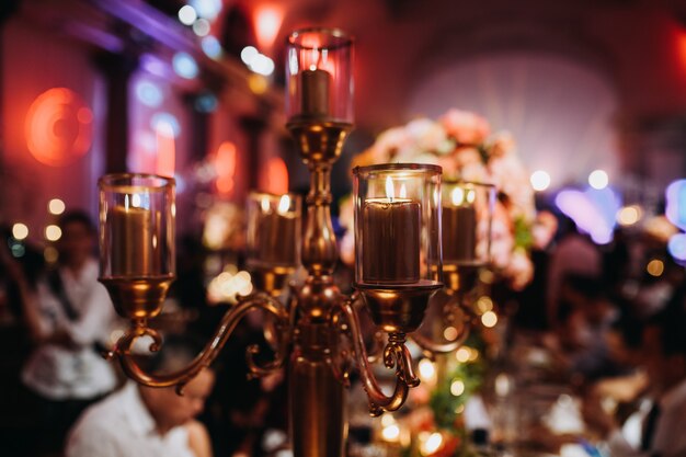 vintage candlestick on holiday table