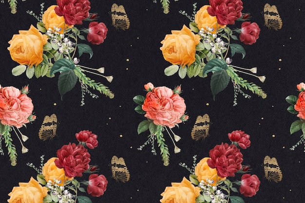 Free photo vintage colorful roses pattern background