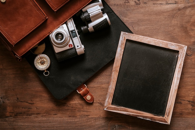 Vintage desk concept with slate