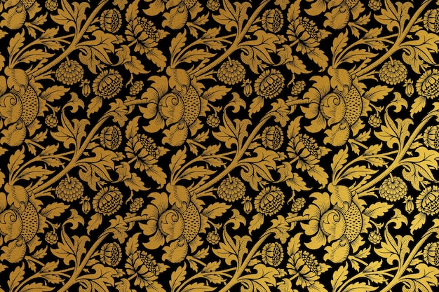 Free photo vintage golden floral background remix from artwork by william morris