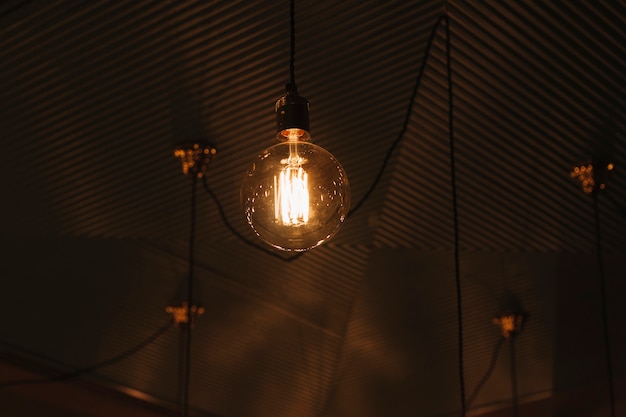 Free photo vintage lamp on ceiling