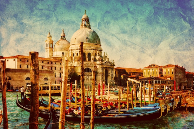 Free photo vintage landscape with gondolas