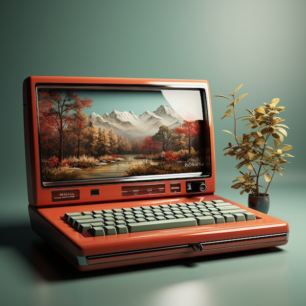 Vintage looking 3d personal computer