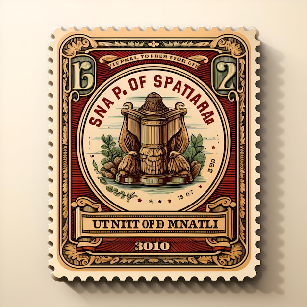 Free Photo vintage postage stamp with beer bottle and wooden barrel vector illustration