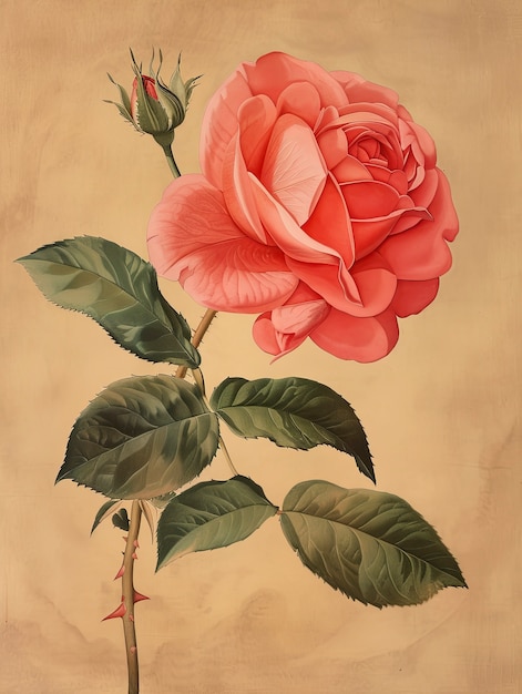 Vintage rose digital art